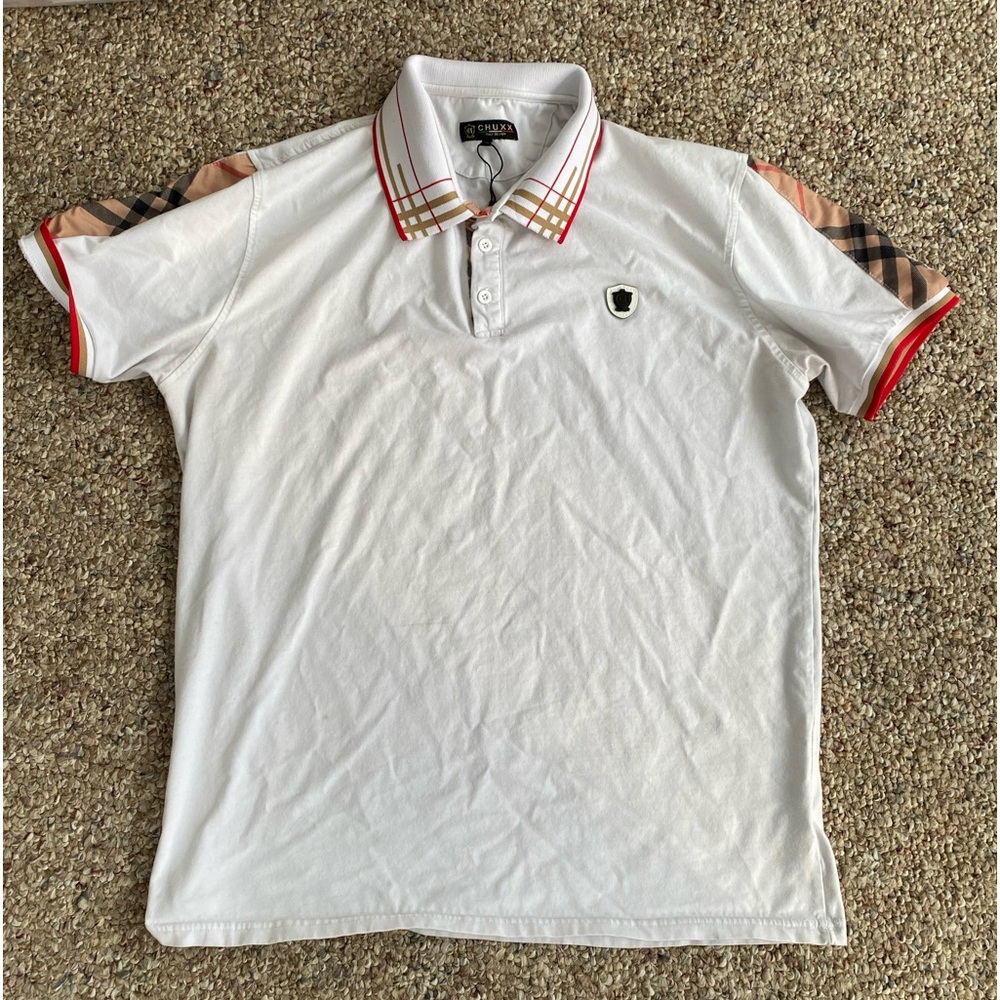 Designer Chuxx Polo Shirt Short Sleeve Mens Italian Design Logo Size XL